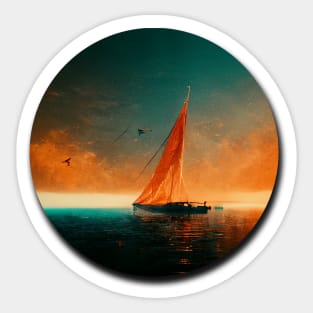 Sailboat at sunset Sticker